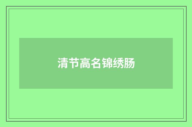 清节高名锦绣肠