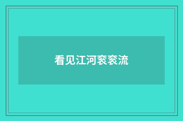 看见江河衮衮流