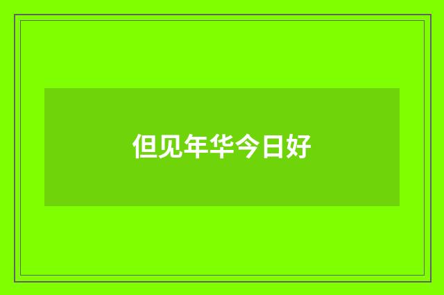但见年华今日好
