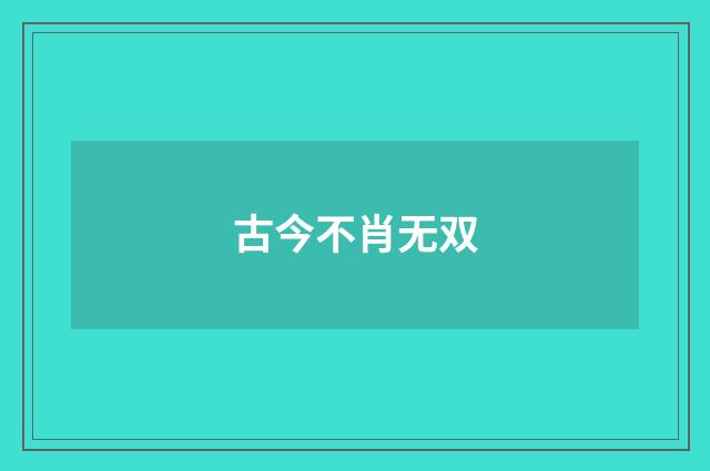 古今不肖无双