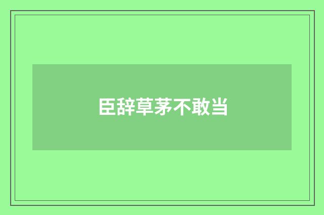 臣辞草茅不敢当