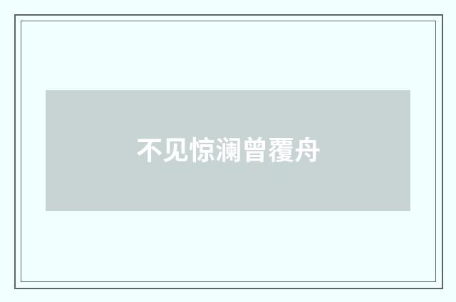 不见惊澜曾覆舟