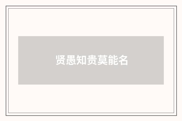 贤愚知贵莫能名