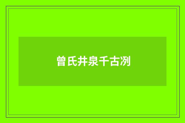 曾氏井泉千古冽
