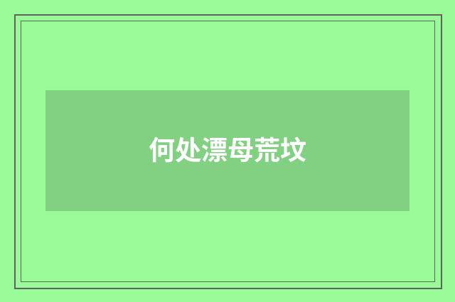 何处漂母荒坟