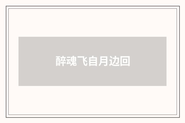 醉魂飞自月边回