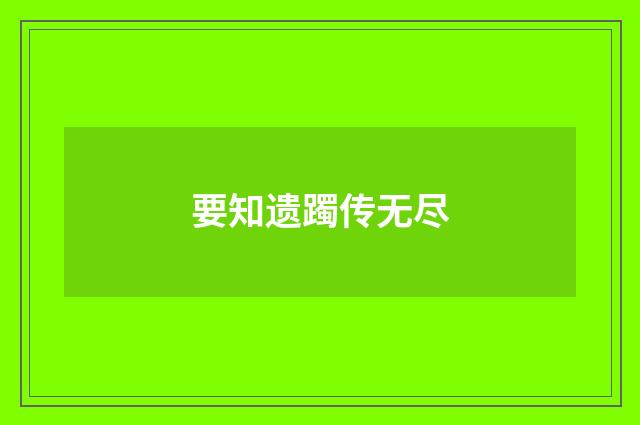 要知遗躅传无尽