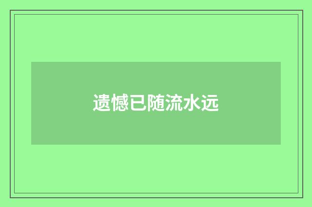 遗憾已随流水远