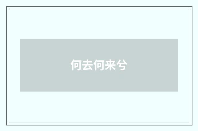 何去何来兮