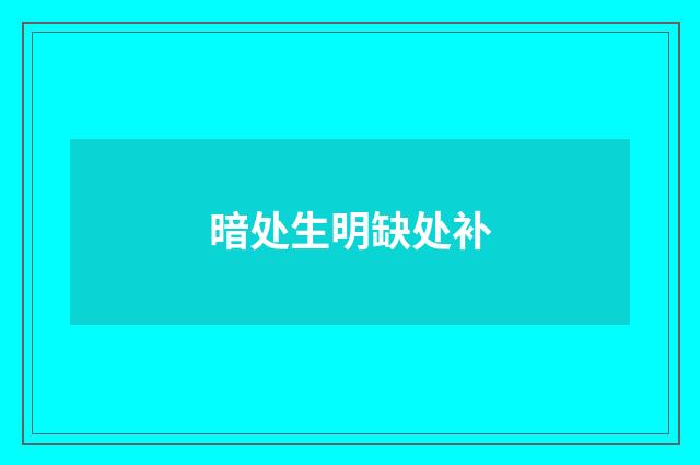 暗处生明缺处补