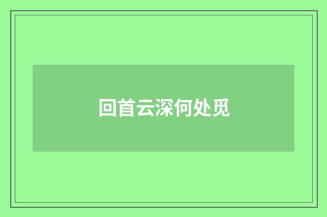 回首云深何处觅