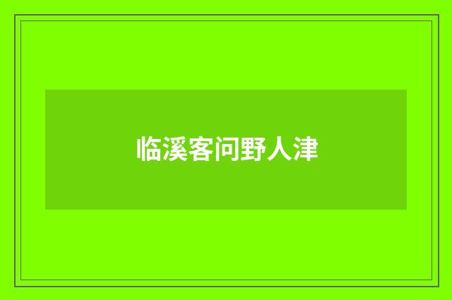 临溪客问野人津