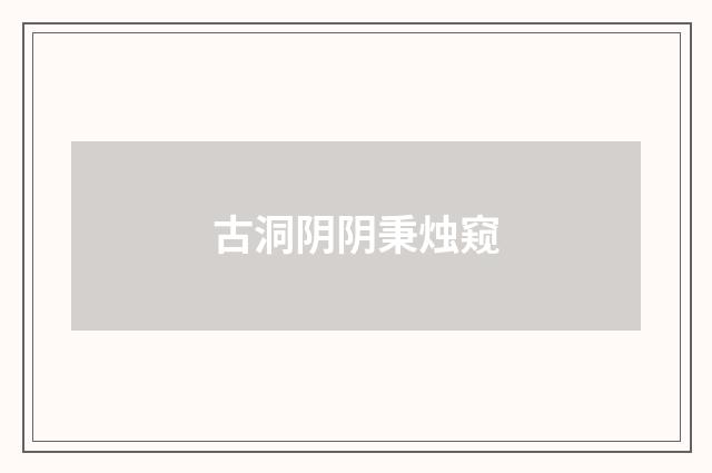 古洞阴阴秉烛窥