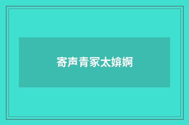 寄声青冢太媕婀