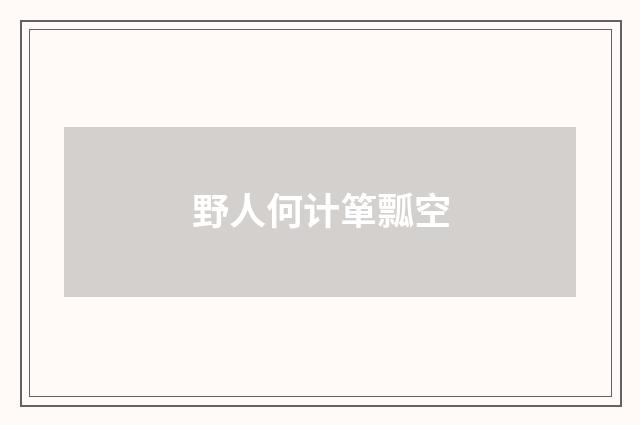 野人何计箪瓢空