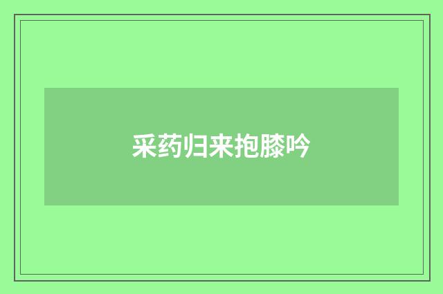 采药归来抱膝吟