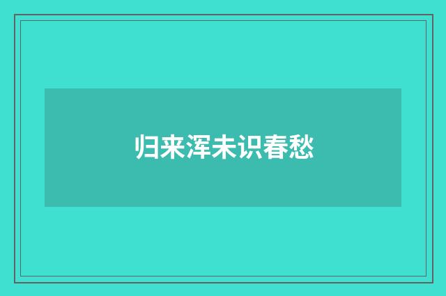 归来浑未识春愁