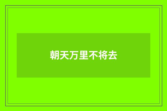朝天万里不将去