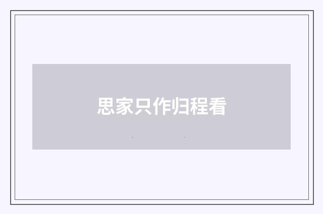 思家只作归程看