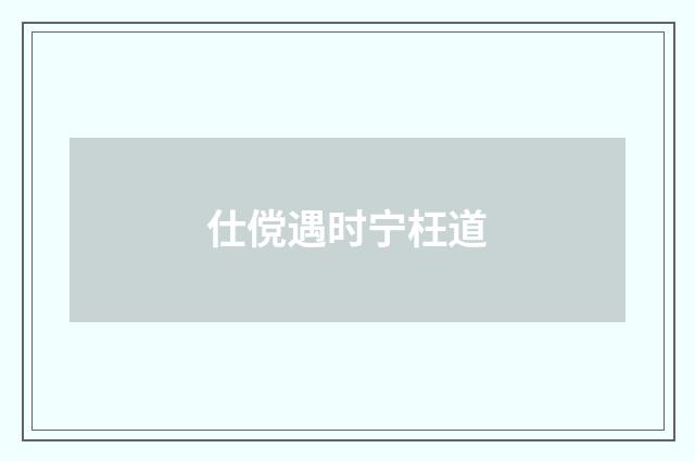 仕傥遇时宁枉道