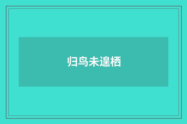 归鸟未遑栖