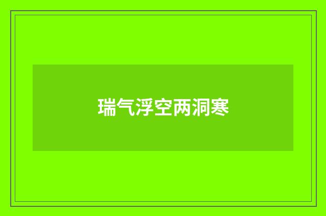 瑞气浮空两洞寒