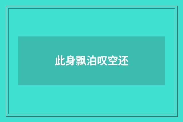 此身飘泊叹空还