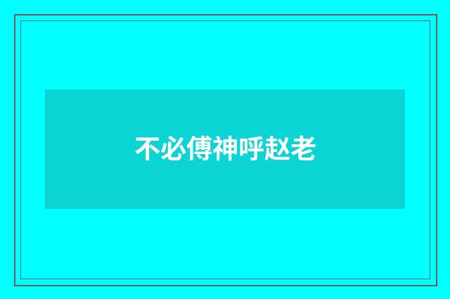 不必傅神呼赵老