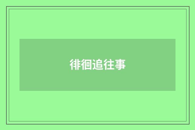 徘徊追往事
