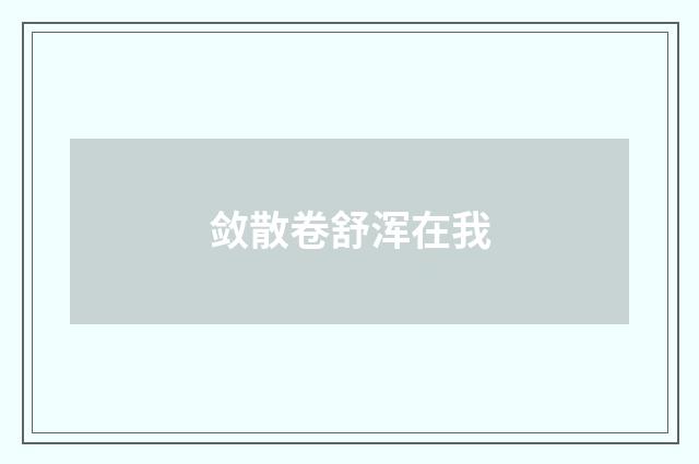 敛散卷舒浑在我