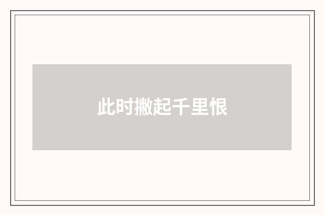 此时撇起千里恨
