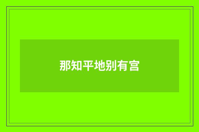 那知平地别有宫