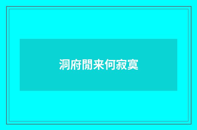 洞府閒来何寂寞