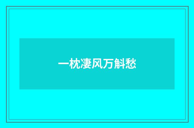 一枕凄风万斛愁