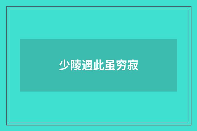少陵遇此虽穷寂