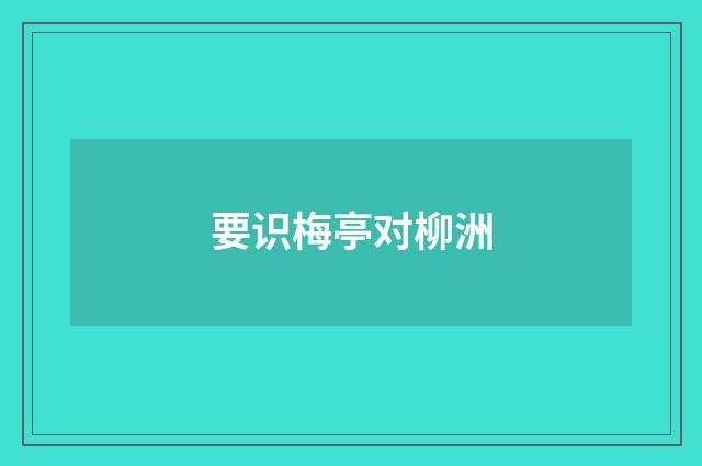 要识梅亭对柳洲