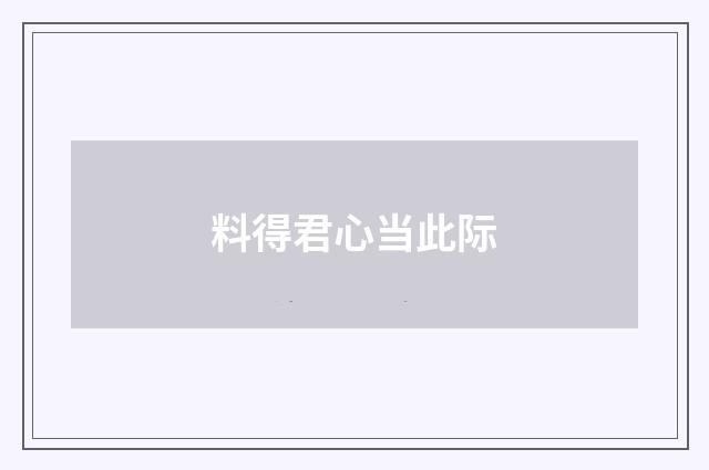 料得君心当此际