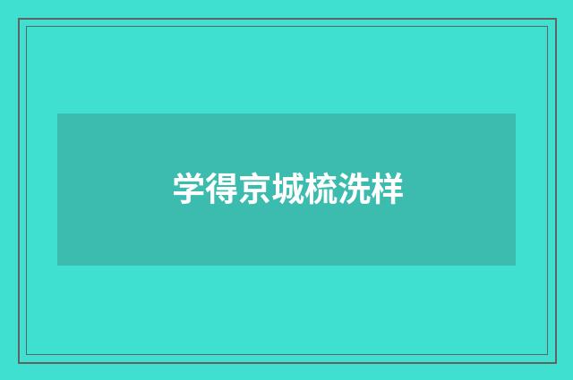 学得京城梳洗样