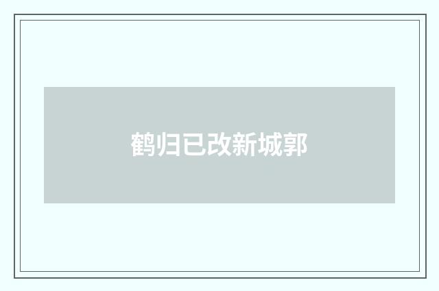 鹤归已改新城郭