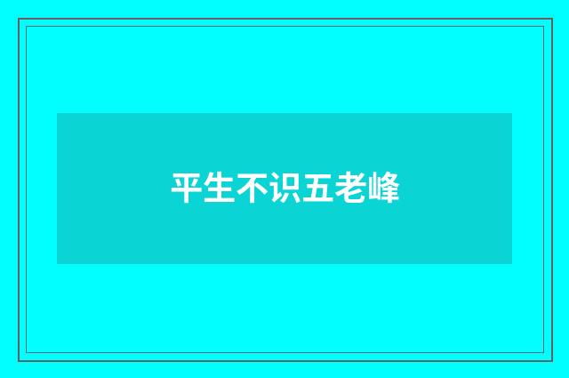 平生不识五老峰