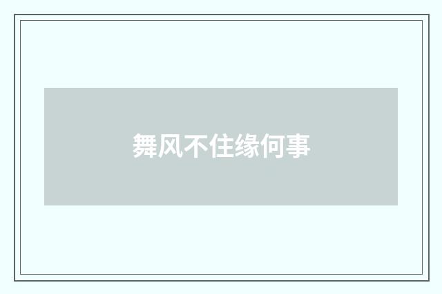 舞风不住缘何事