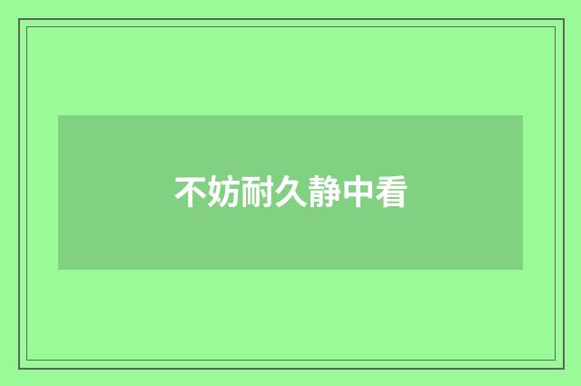 不妨耐久静中看