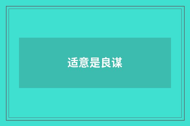 适意是良谋