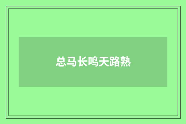 总马长鸣天路熟
