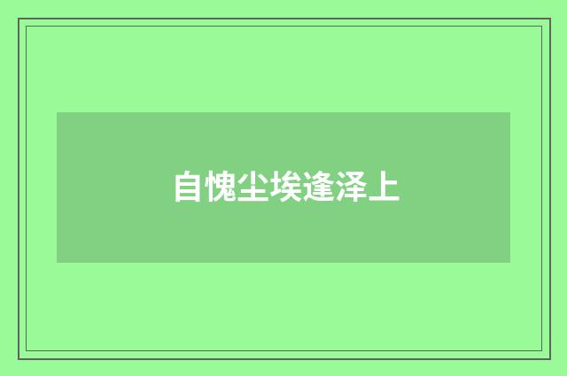 自愧尘埃逢泽上