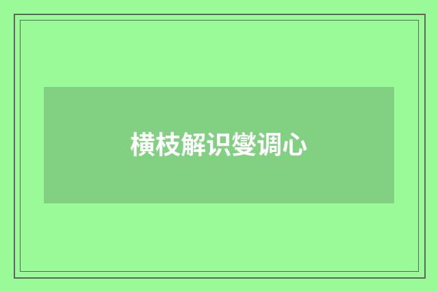 横枝解识燮调心