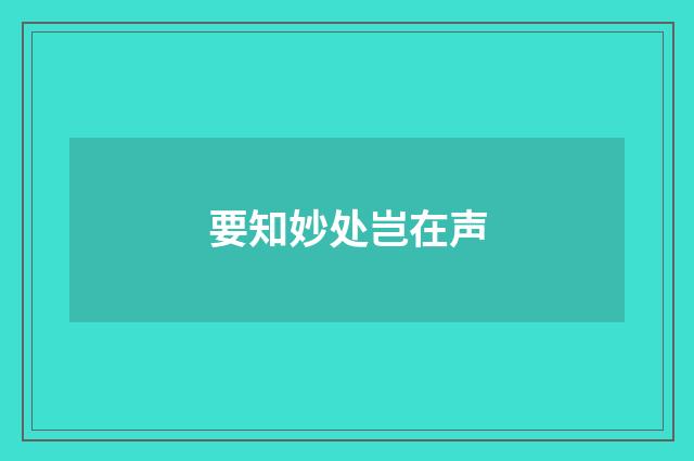 要知妙处岂在声