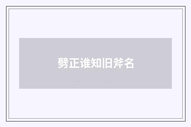 劈正谁知旧斧名