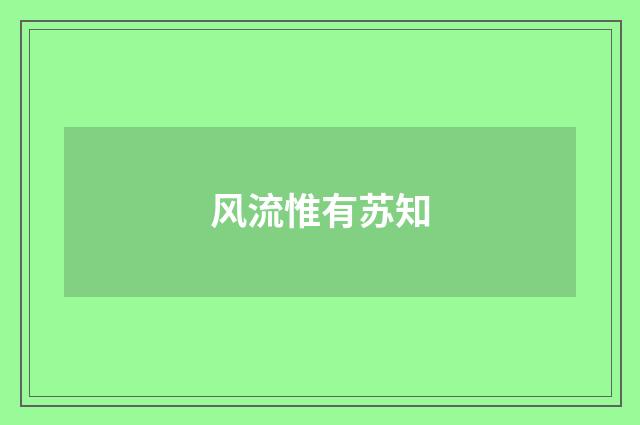 风流惟有苏知