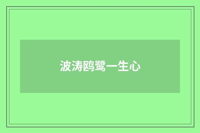 波涛鸥鹭一生心
